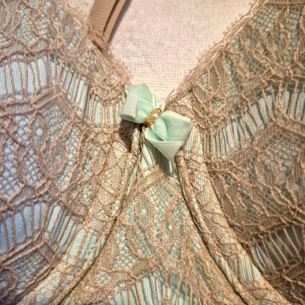 Anthropologie women's 34C turquoise with tan lace overlay underwire bra NWT - Picture 3 of 8